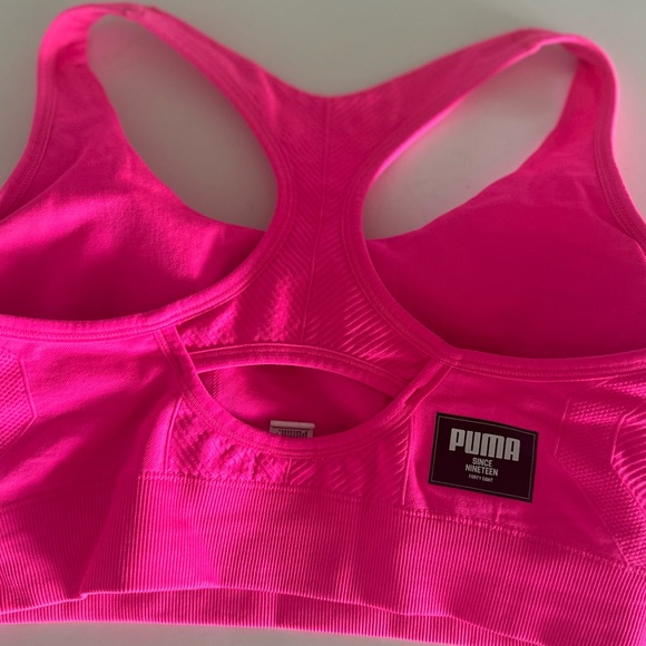 Puma Neon Pink Racerback Sports Bra - Picture 2 of 8